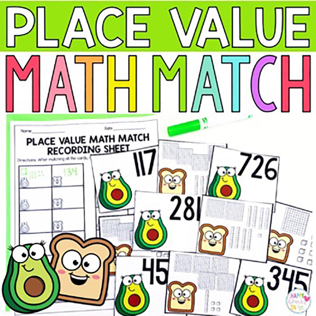 Place Value Memory Match Math Game Center Activity cover image.