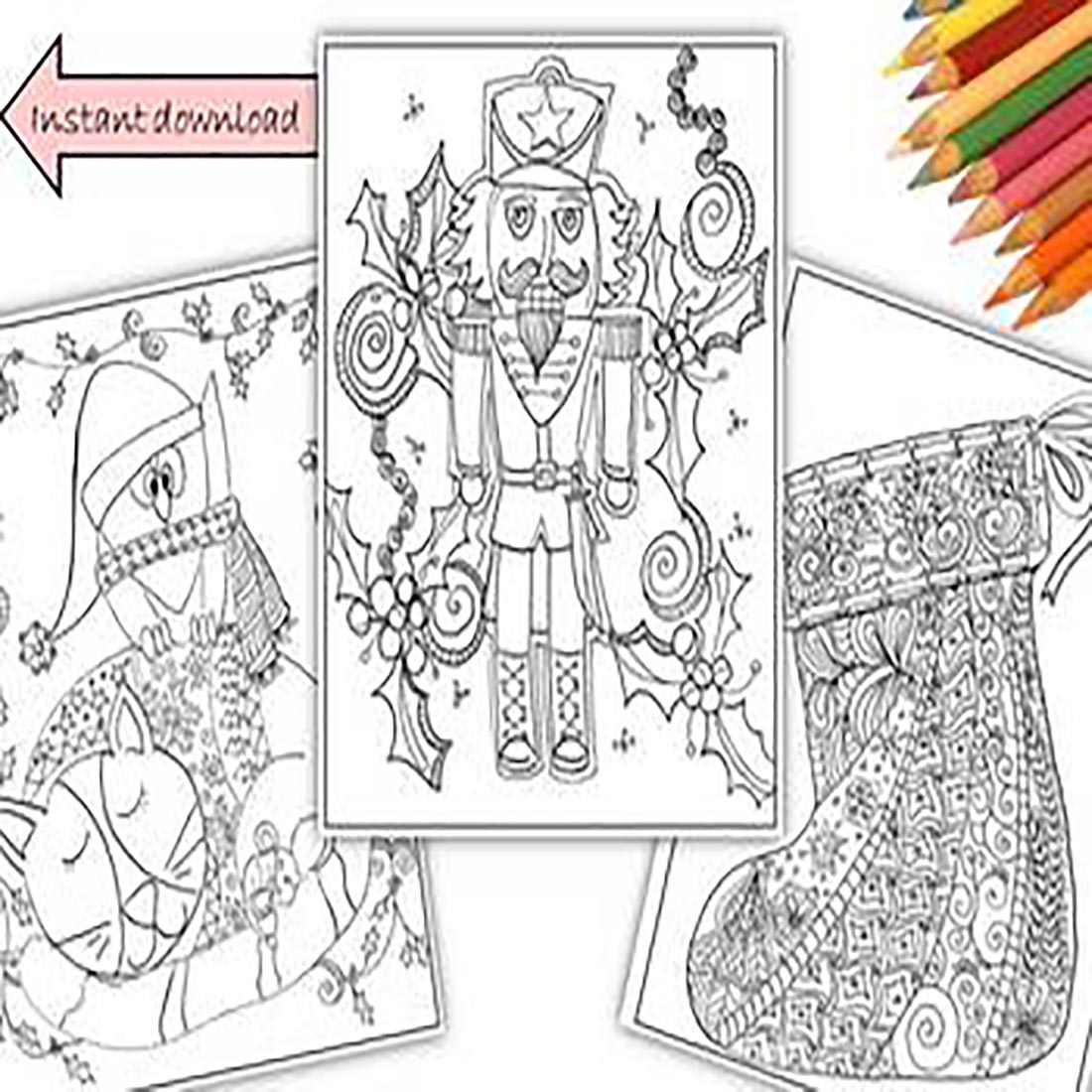 Christmas Coloring Pages 3 Pack cover image.