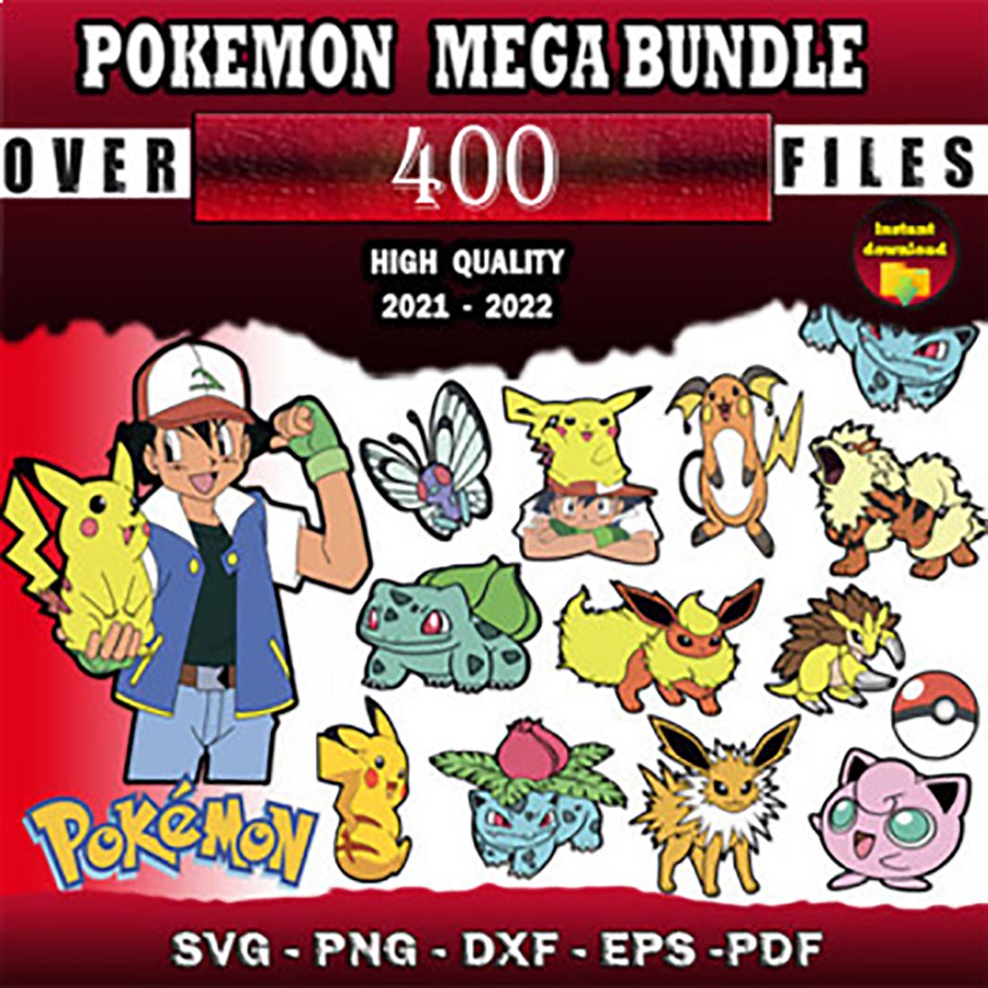 +400 Pokemon SVG Bundle,SVG for Cricut,Pokemon for Print,Svg cut files preview image.