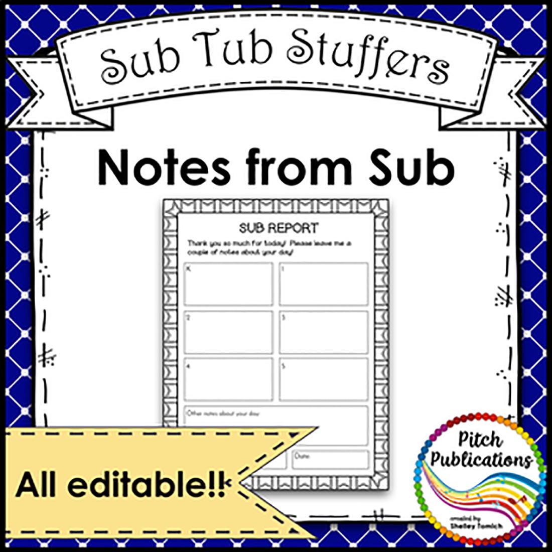 Music Sub Tub Stuffers: Music Sub Plan Template - Substitute Plans Editable preview image.