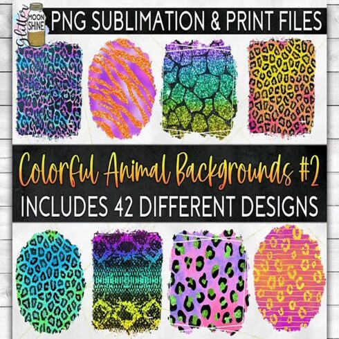 Colorful Animal Print Bundle 42 Sublimation Background PNG cover image.