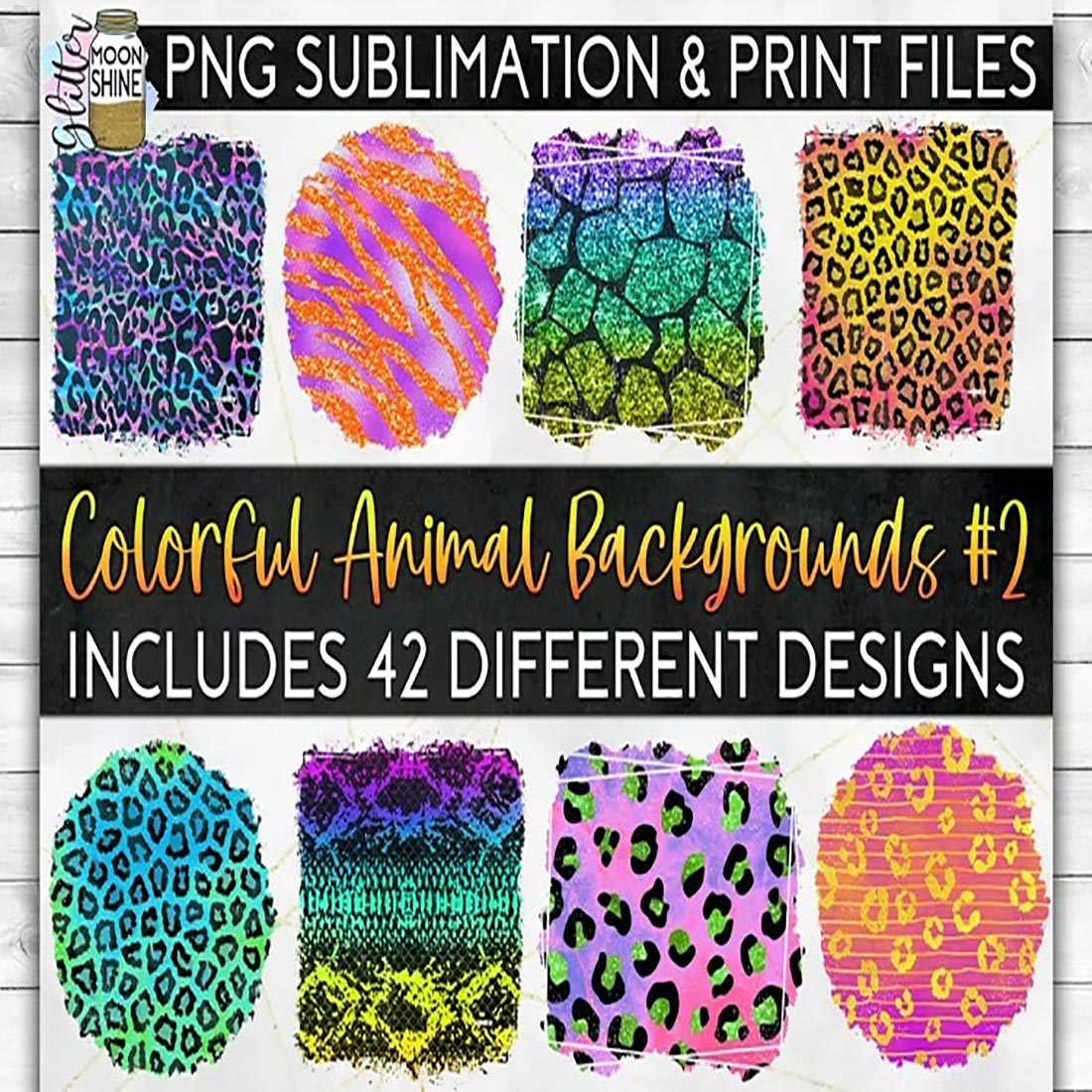 Colorful Animal Print Bundle 42 Sublimation Background PNG preview image.