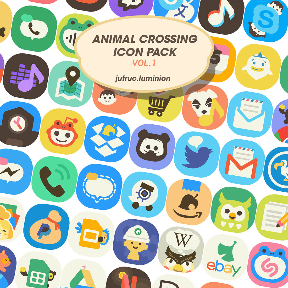Animal Crossing Nook Phone Icon Pack preview image.