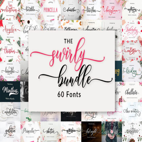 The Swirly Fonts Bundle cover image.