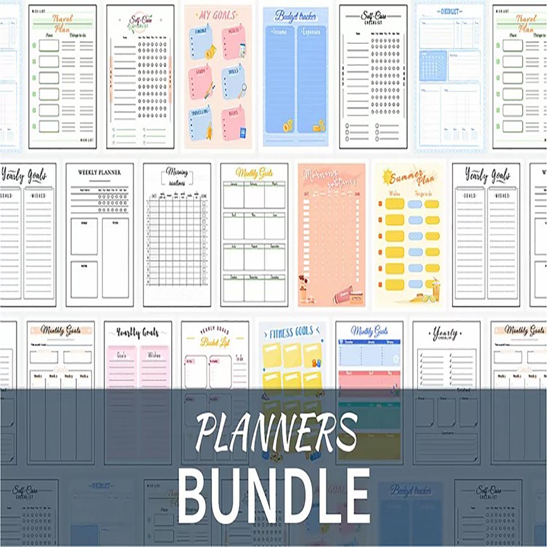 Planners and and tracker pages bundle preview image.