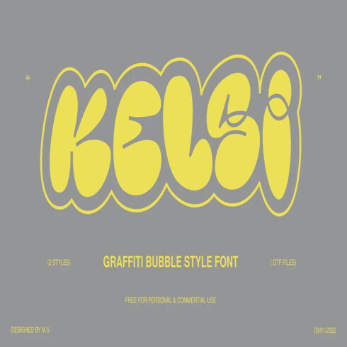Kelsi graffiti bubble style font cover image.