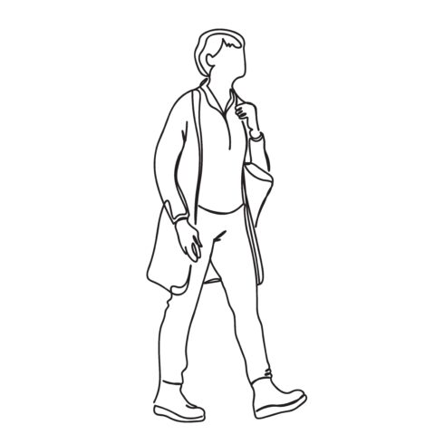 Man Walking Single Line Art Drawing For Personal Or Commercial Use cover image.
