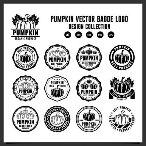 Set Pumpkin vector stamps logo design - $6 cover image.