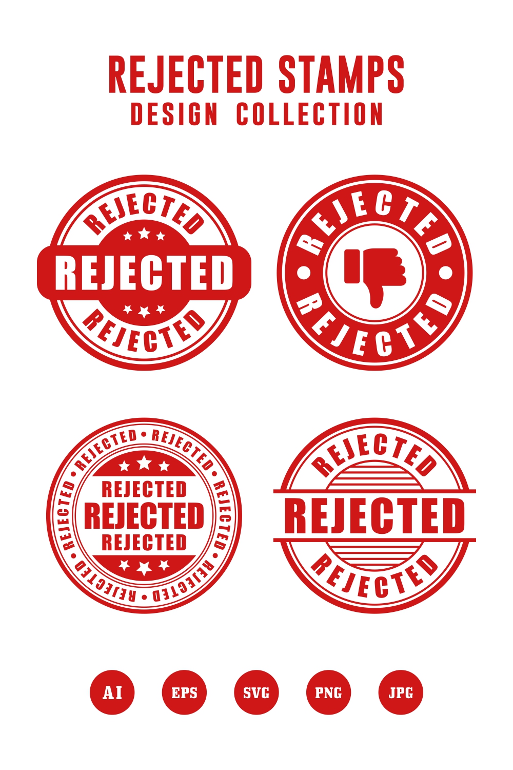 Rejected vector design stamps collection - $4 pinterest preview image.