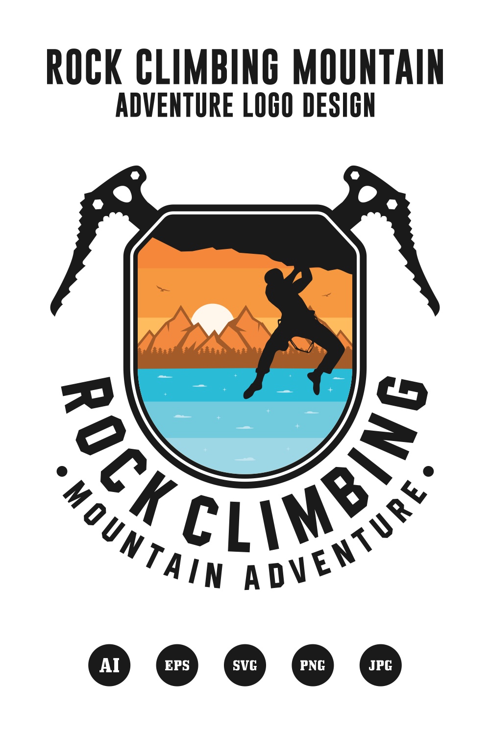 Rock Climbing mountain adventure logo - $5 pinterest preview image.