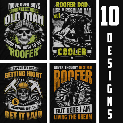 Roofer t shirt design premium bundle 10 designs cover image.