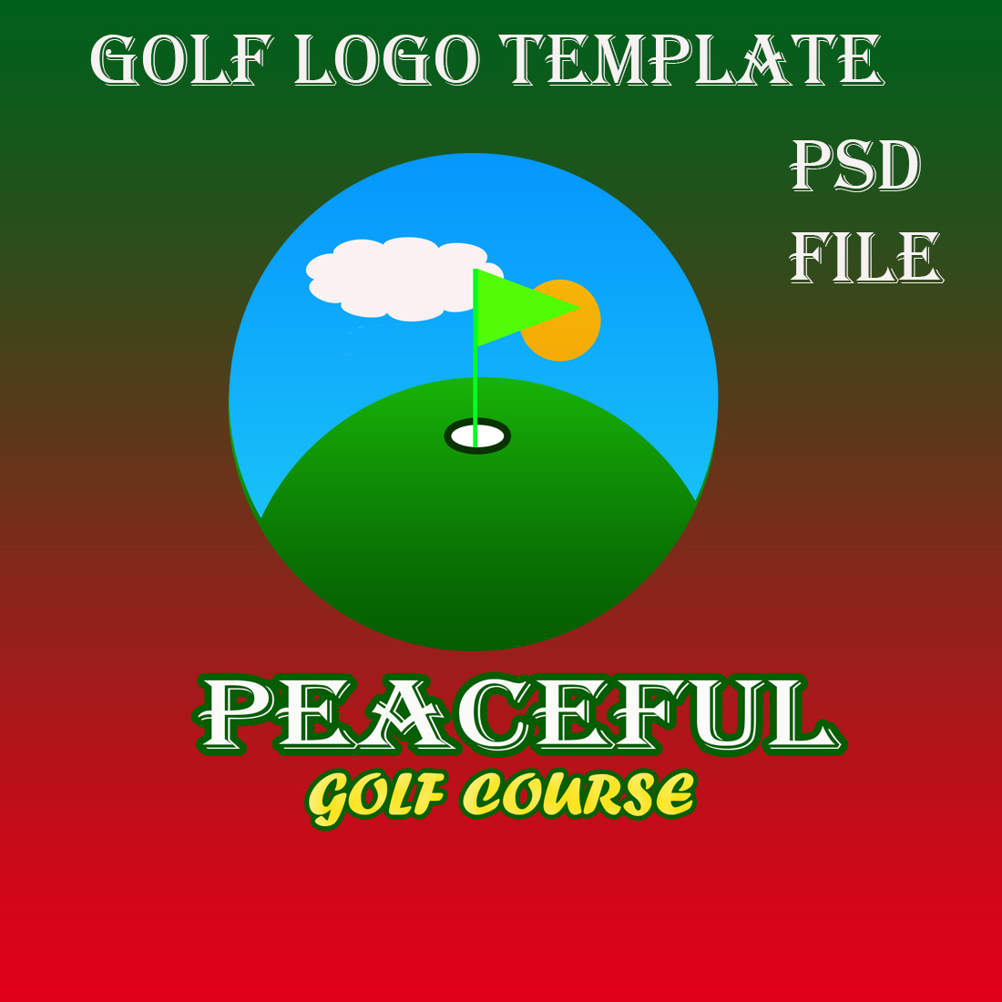 Peaceful Golf Logo Template preview image.