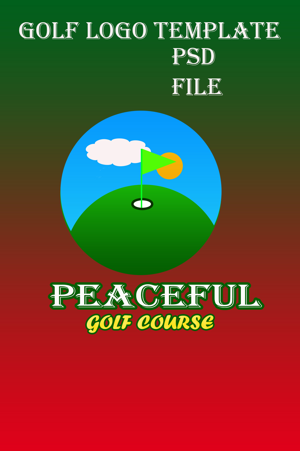 Peaceful Golf Logo Template pinterest preview image.