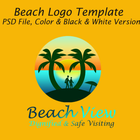 Beautiful Beach Logo Template cover image.