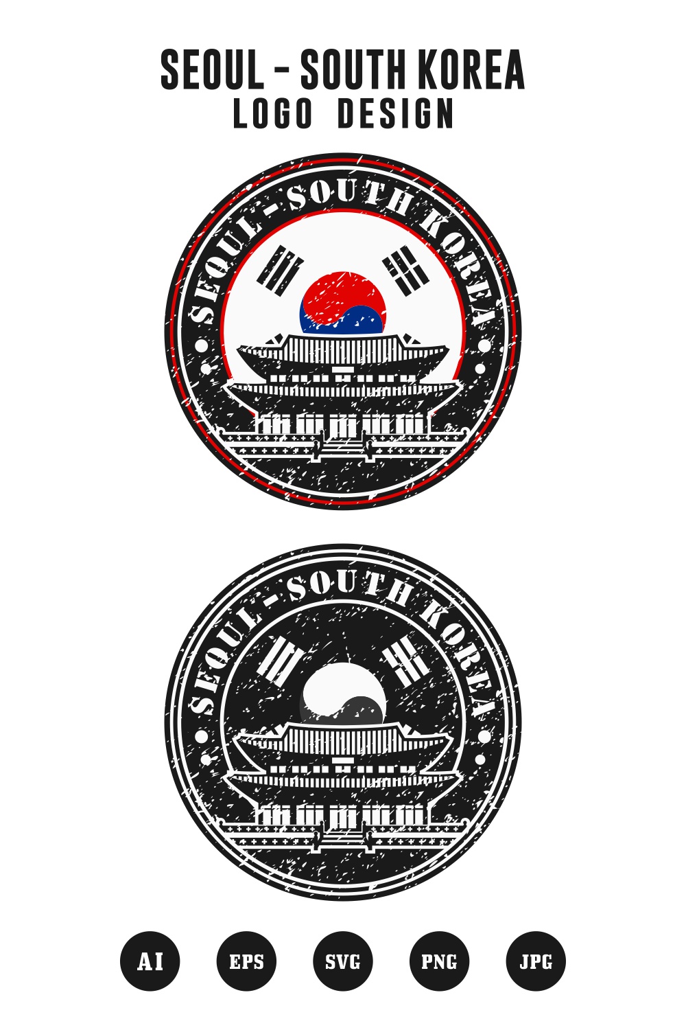 Seoul south korea vector logo design collection - $4 pinterest preview image.