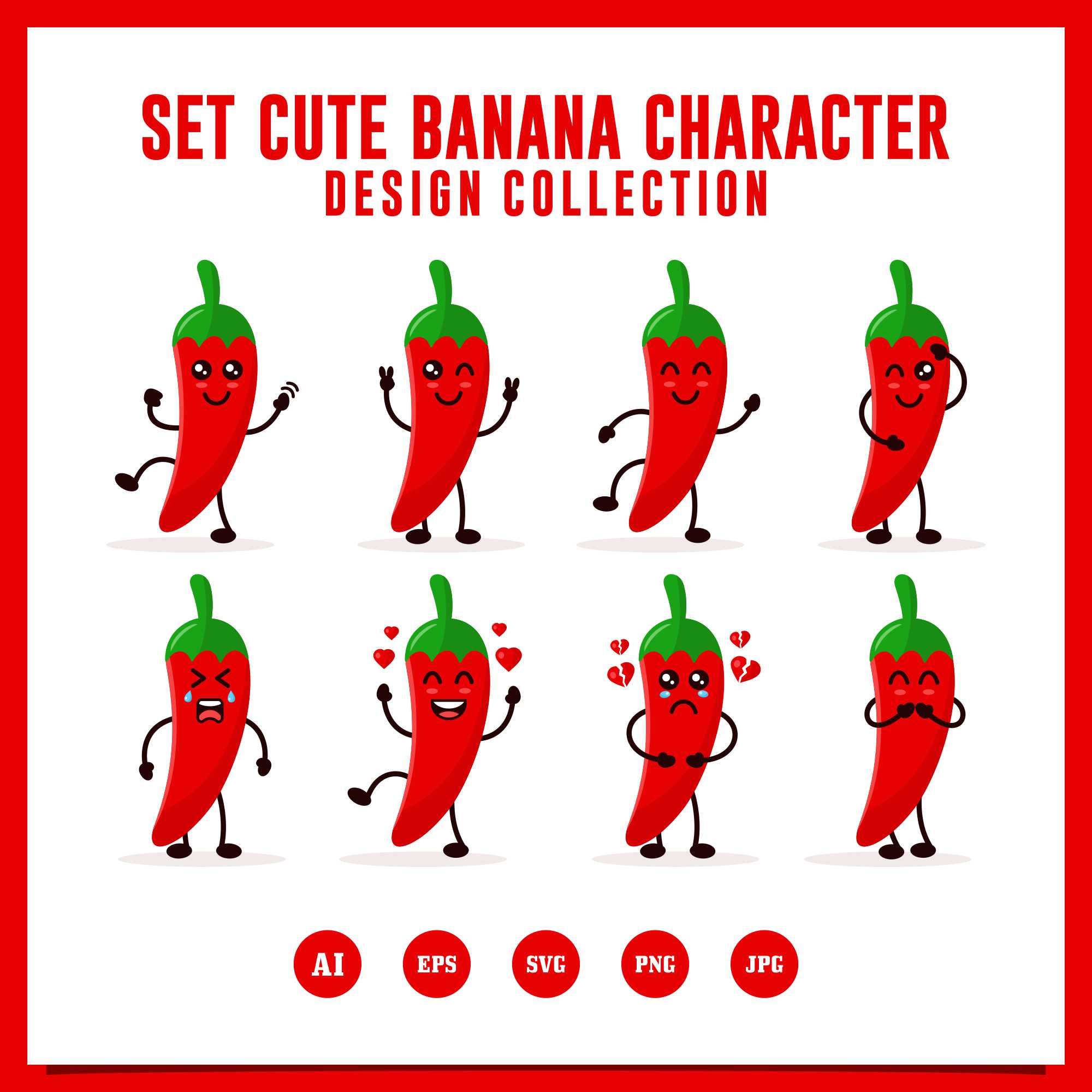 Set cute chili charater vector illustration - $4 cover image.