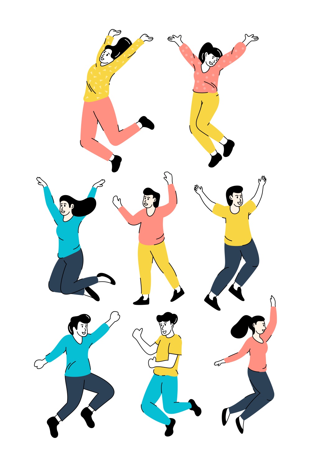 Set people jump design illustration - $3 pinterest preview image.
