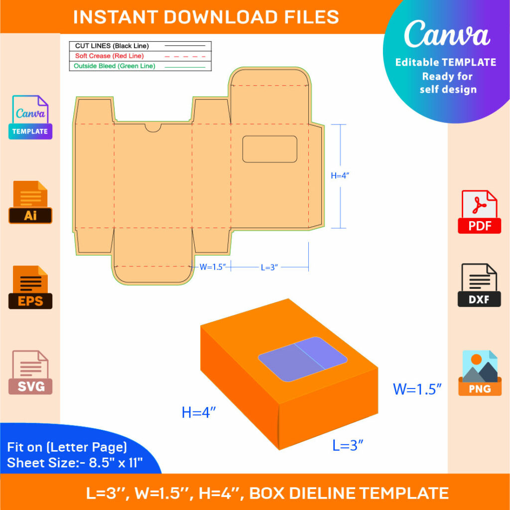 Box Pdf Layout Pizza Box Dieline Template AI, EPS, SVG, DXF, PDF, JPG, files ...