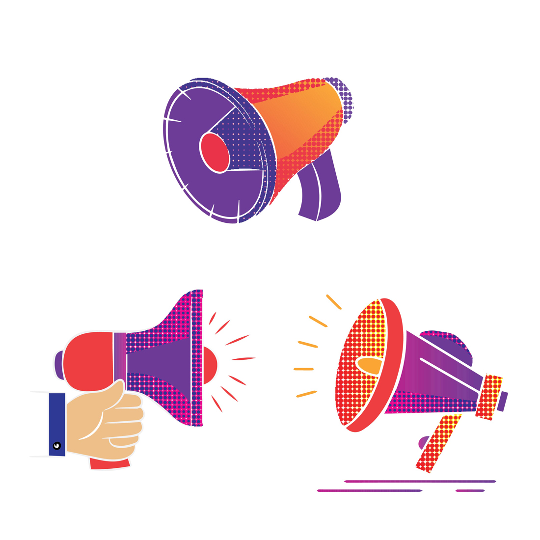 set of speaker illustrations for promotional media preview image.