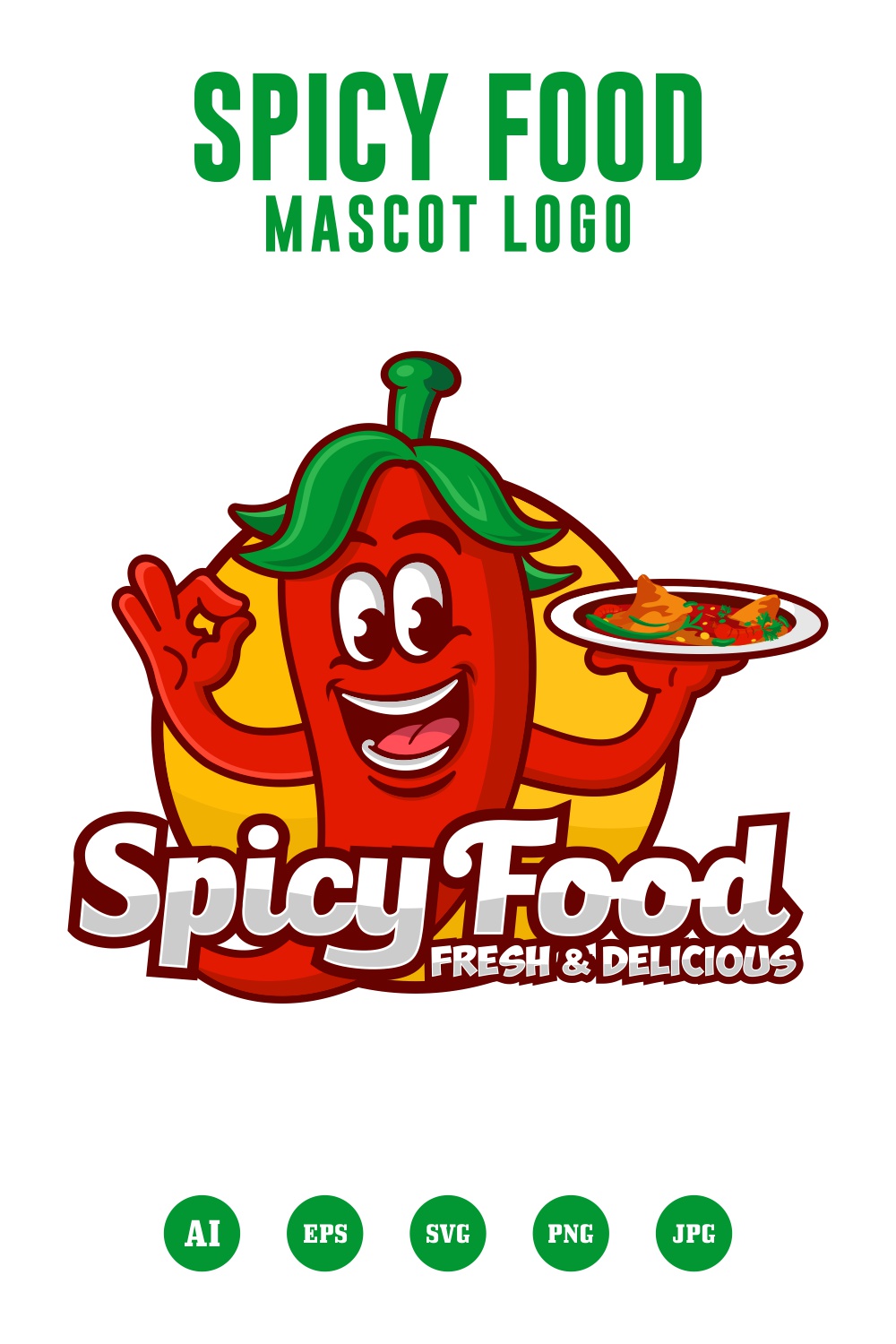Spicy food logo design illustration - $6 pinterest preview image.