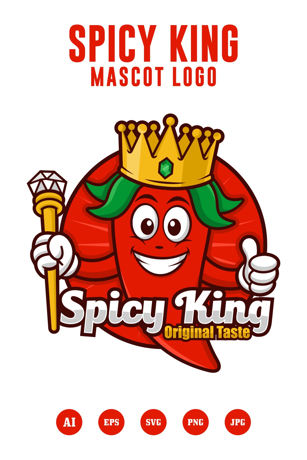 Spicy king logo design illustration - $6 pinterest preview image.