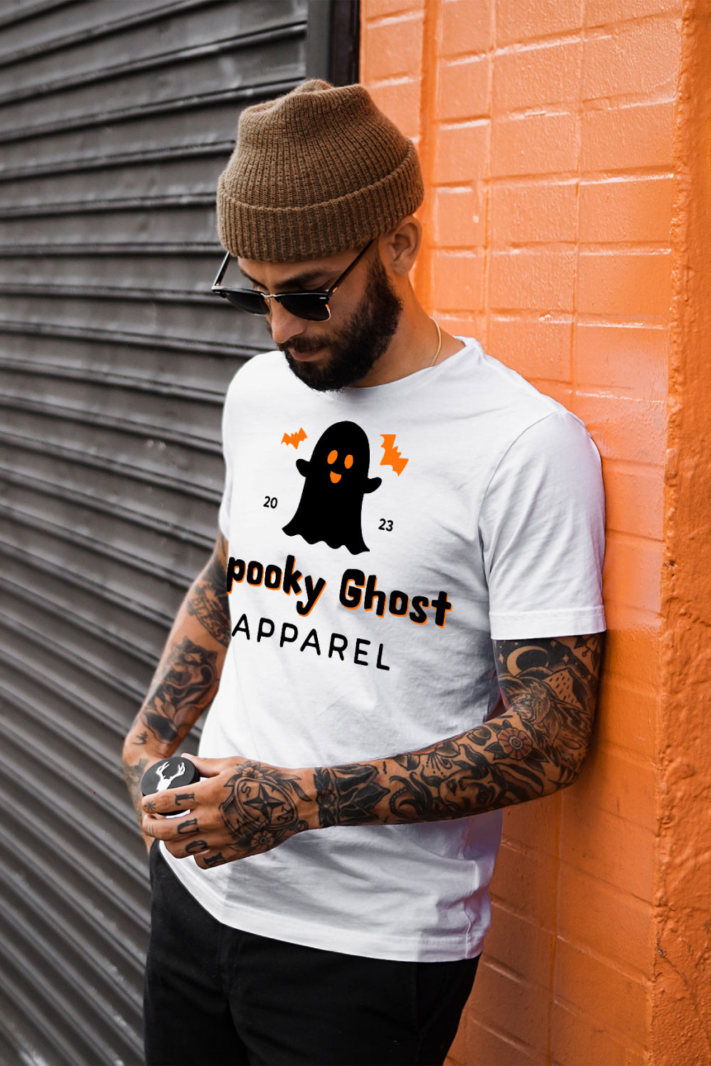 Spooky Ghost Apparel T Shirt Design pinterest preview image.