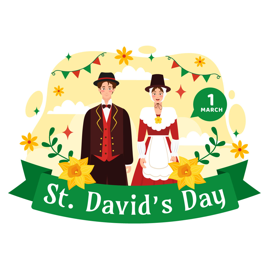 12 St David's Day Illustration preview image.