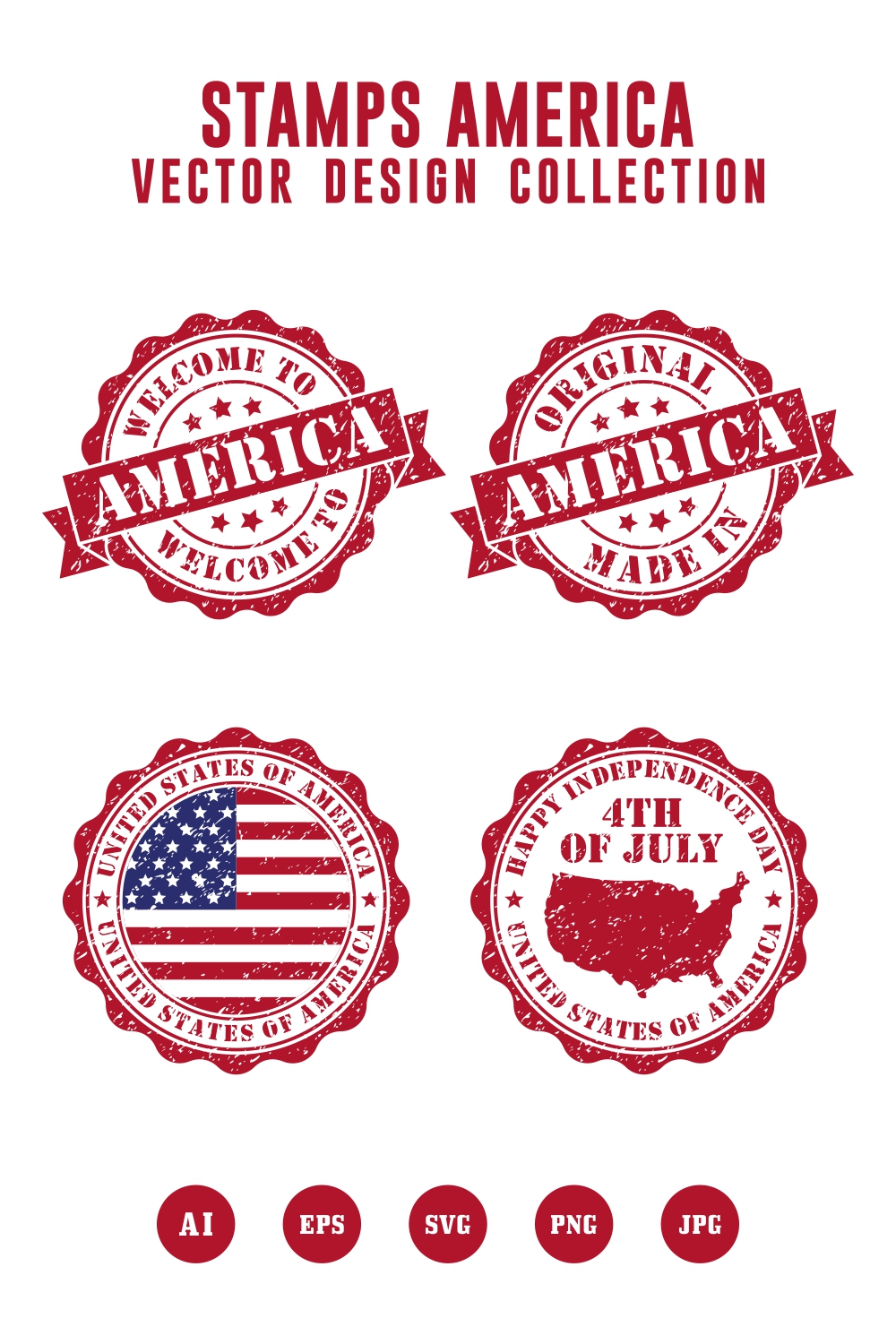 welcome to america vector stamps design collection - $4 pinterest preview image.