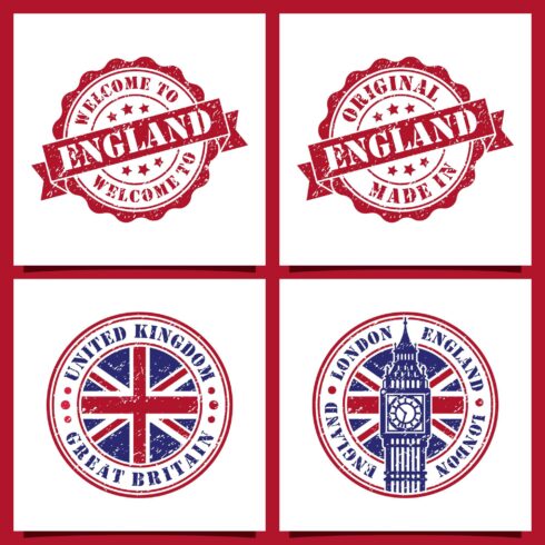 Welcome to england vector logo stamps collection - $4 cover image.