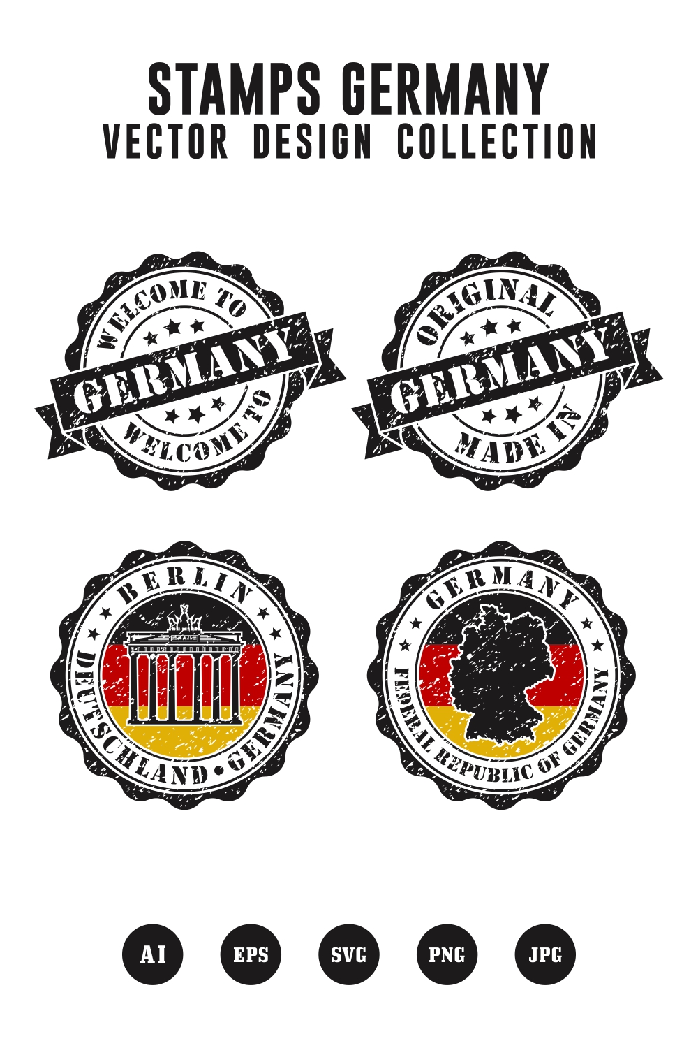 welcome to germany stamps vector logo design collection - $4 pinterest preview image.
