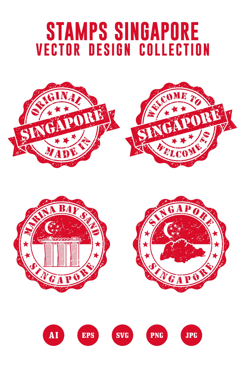 Welcome to Singapore stamps vector logo collection - $4 pinterest preview image.
