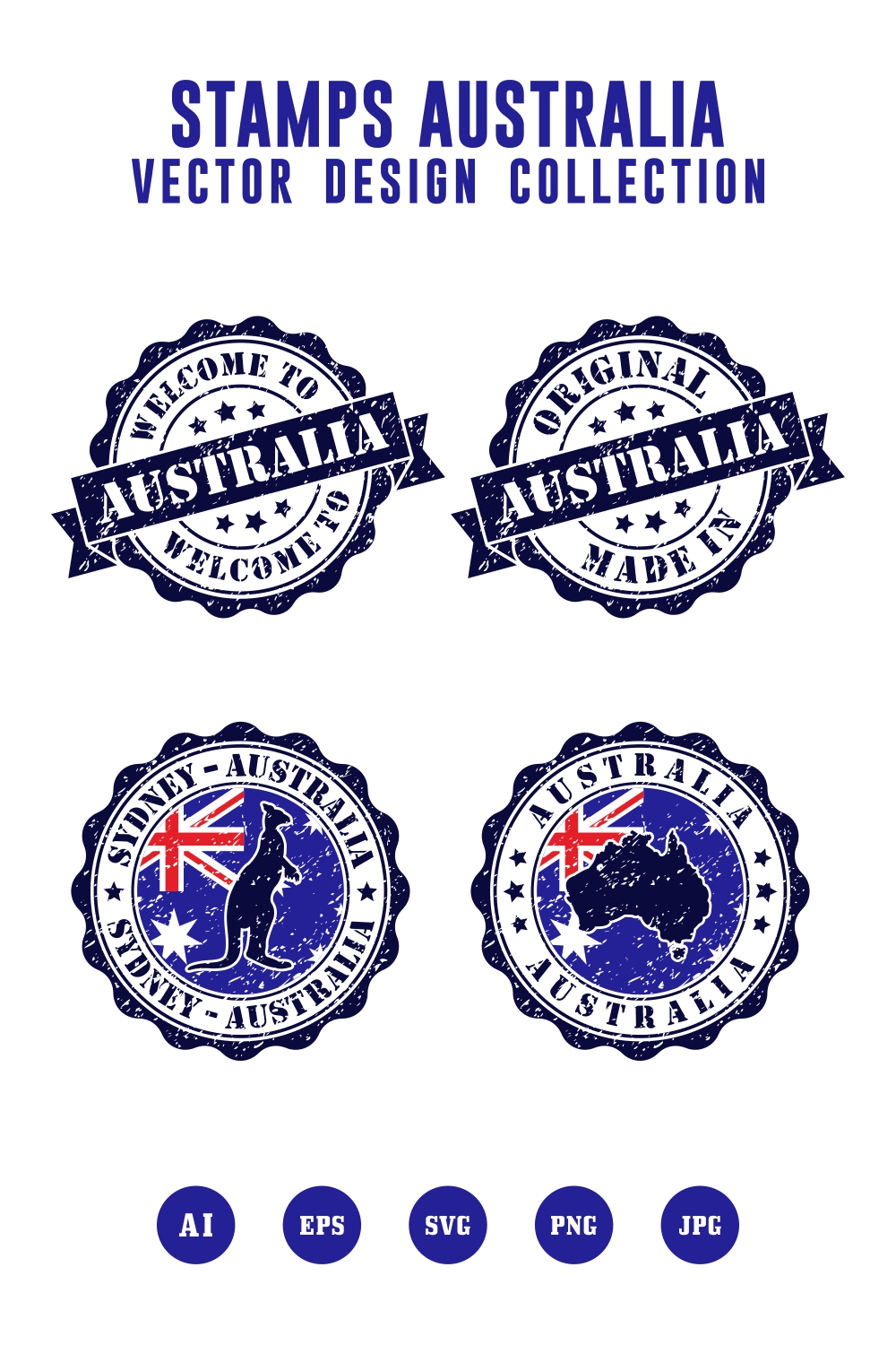 welcome to Sydney Australia stamps logo design collection - $4 pinterest preview image.