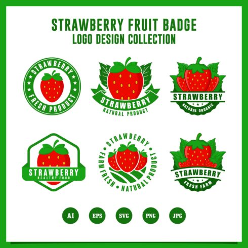 Set Strawberry fruit badge logo design collection - $6 cover image.