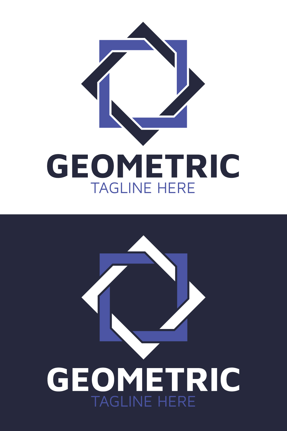 Simple geometric logo design service pinterest preview image.