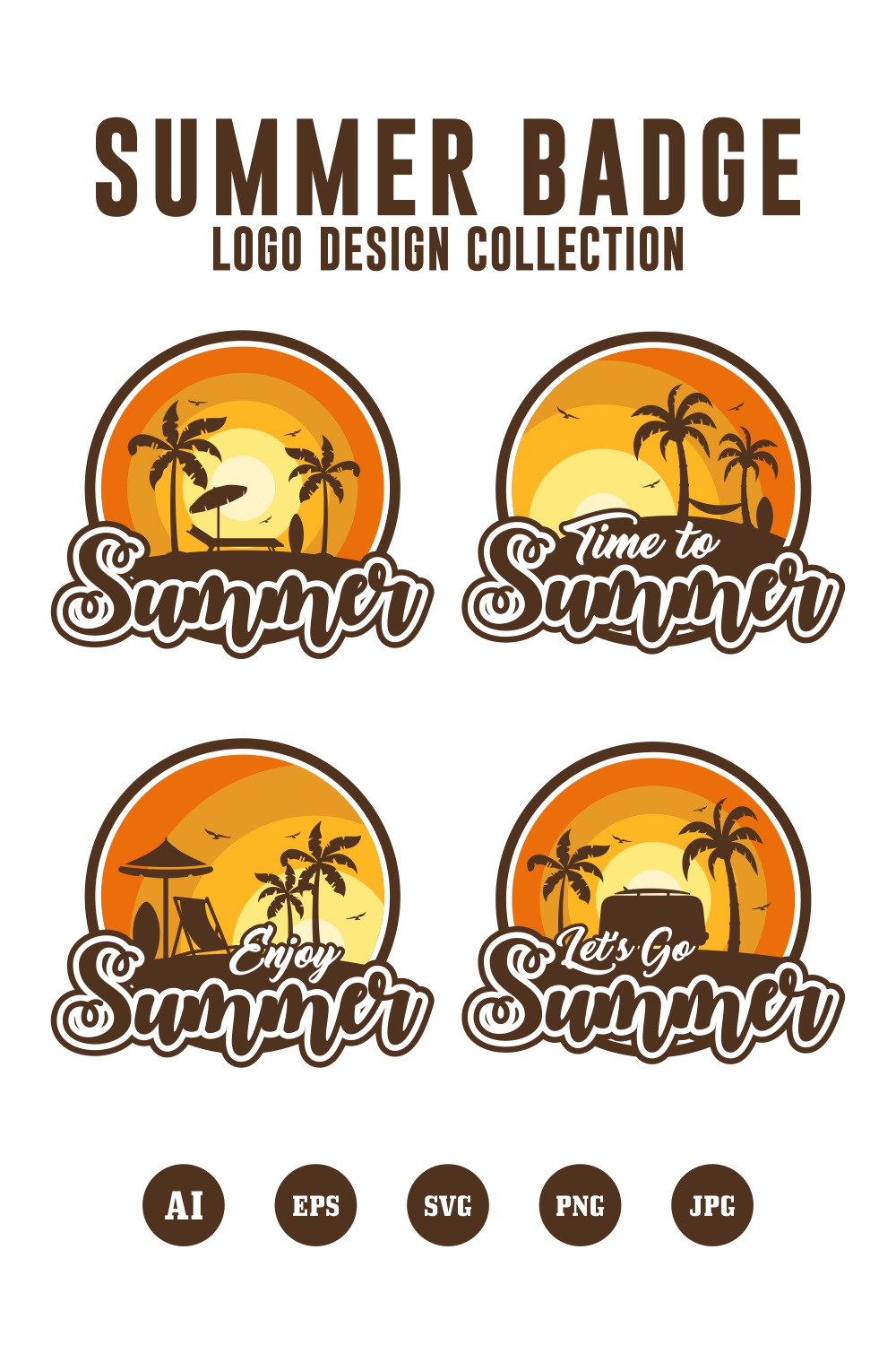 Set Summer badge logo design collection - $4 pinterest preview image.