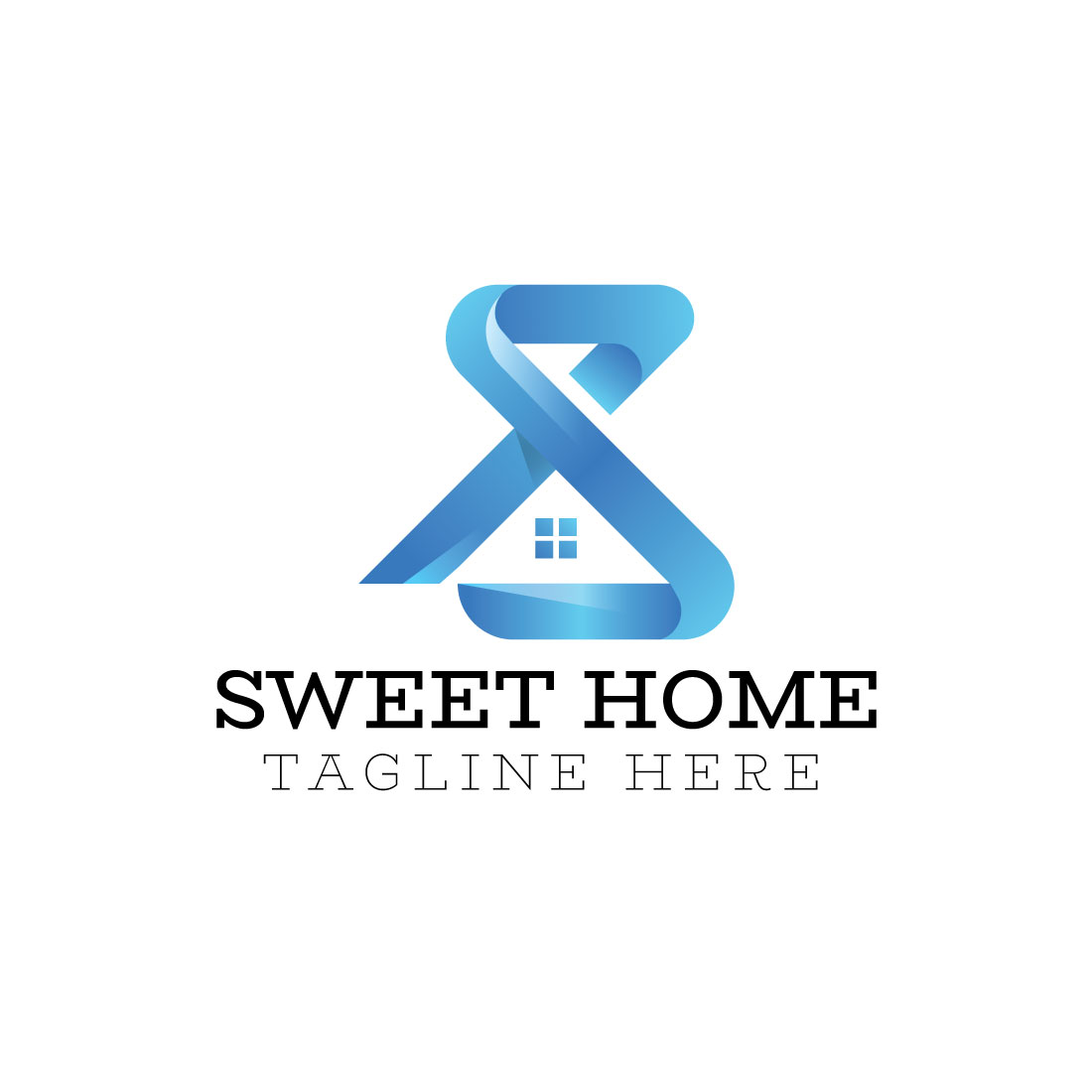 Letter S home logo design preview image.