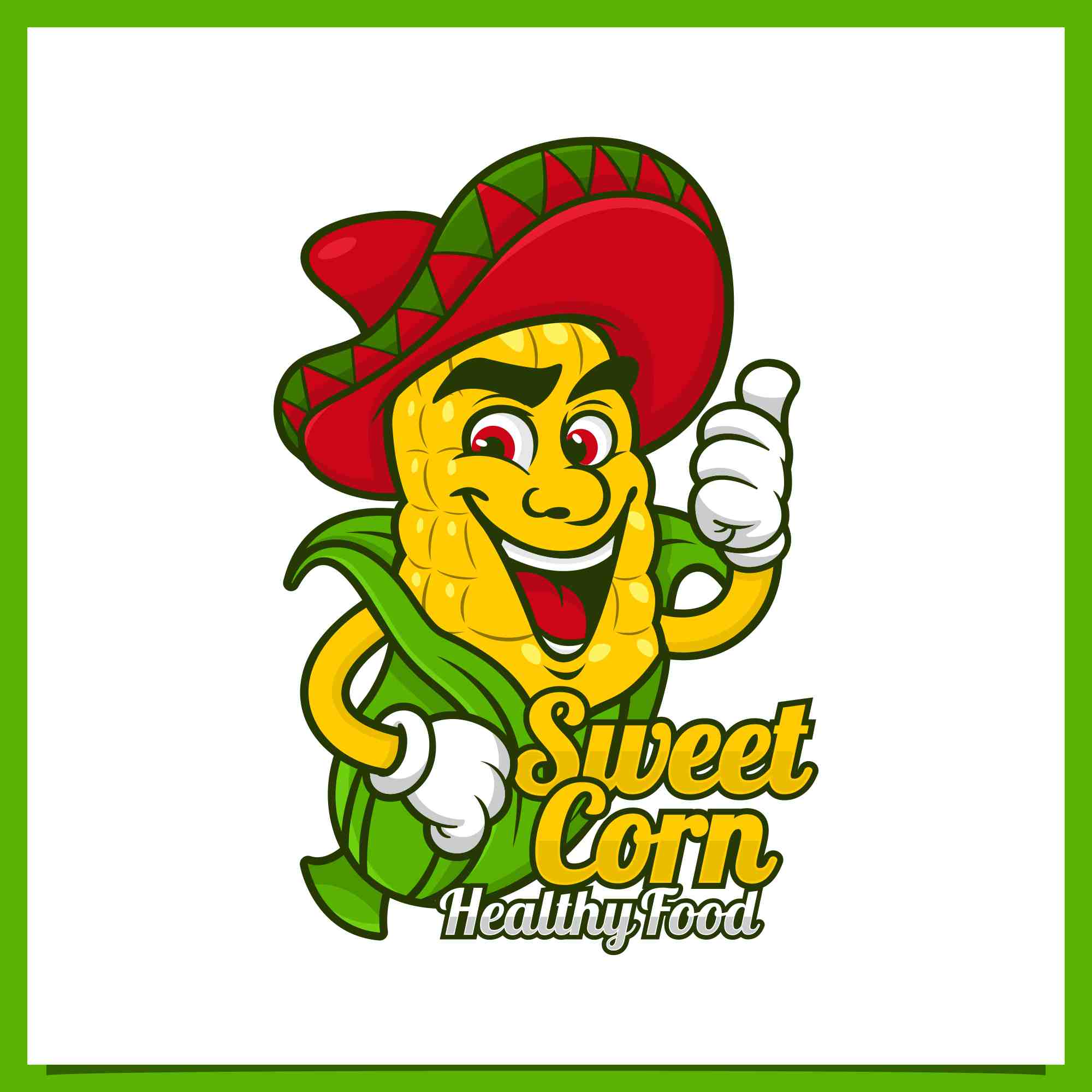 Set Sweetcorn healthy food mascot logo design - $6 preview image.