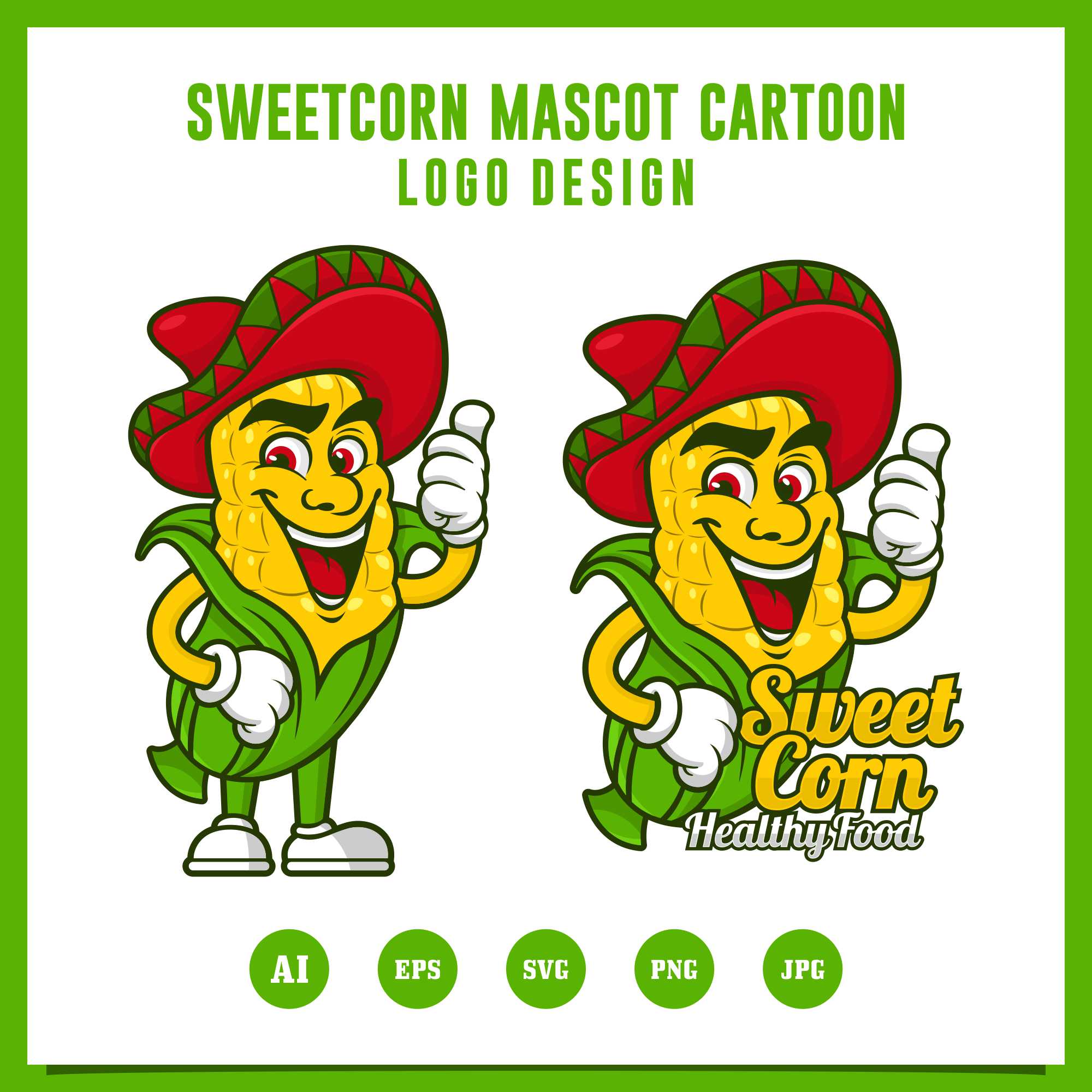 sweetcorn healthy food mascot logo design 272