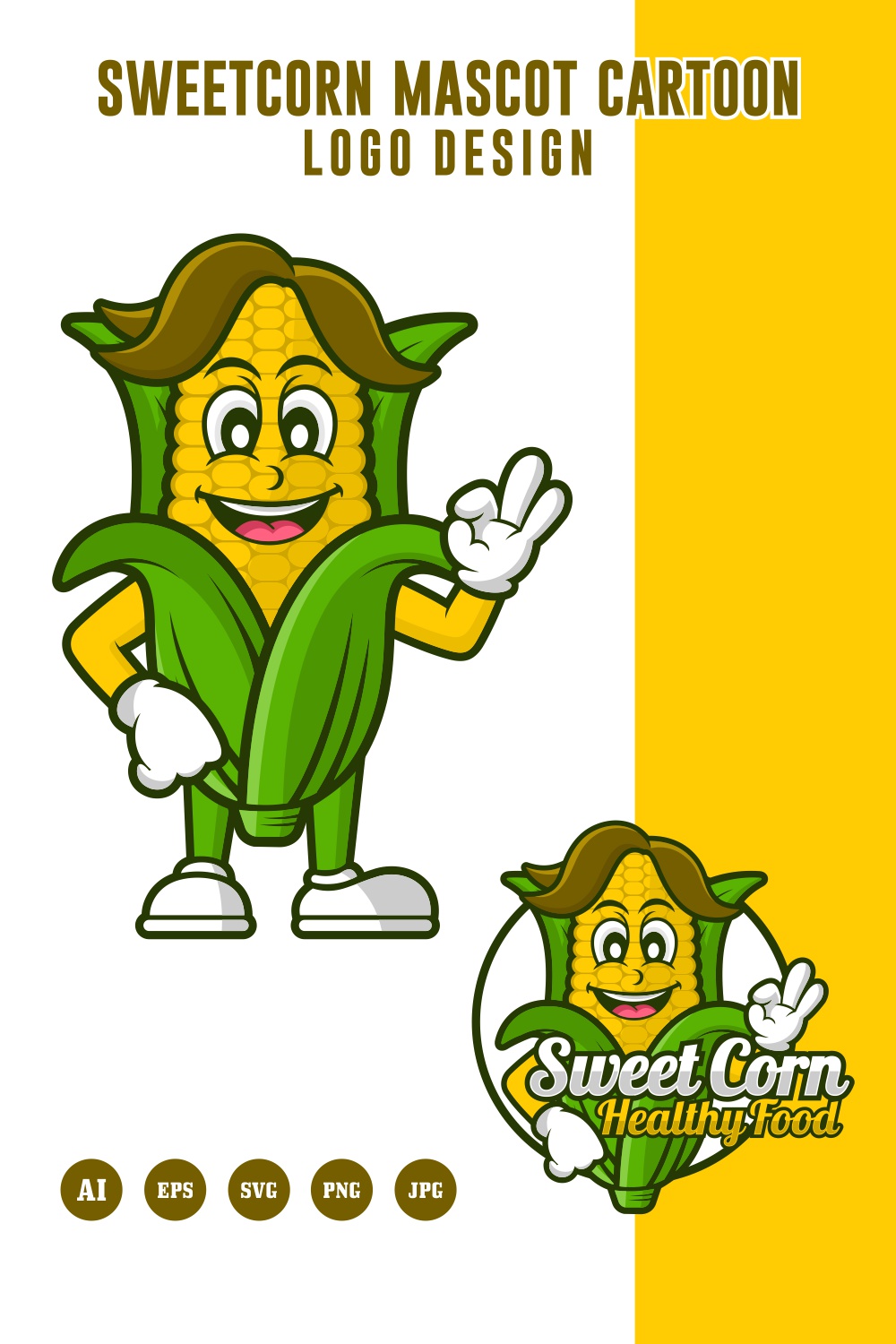 Set Sweetcorn mascot vector design logo - $4 pinterest preview image.