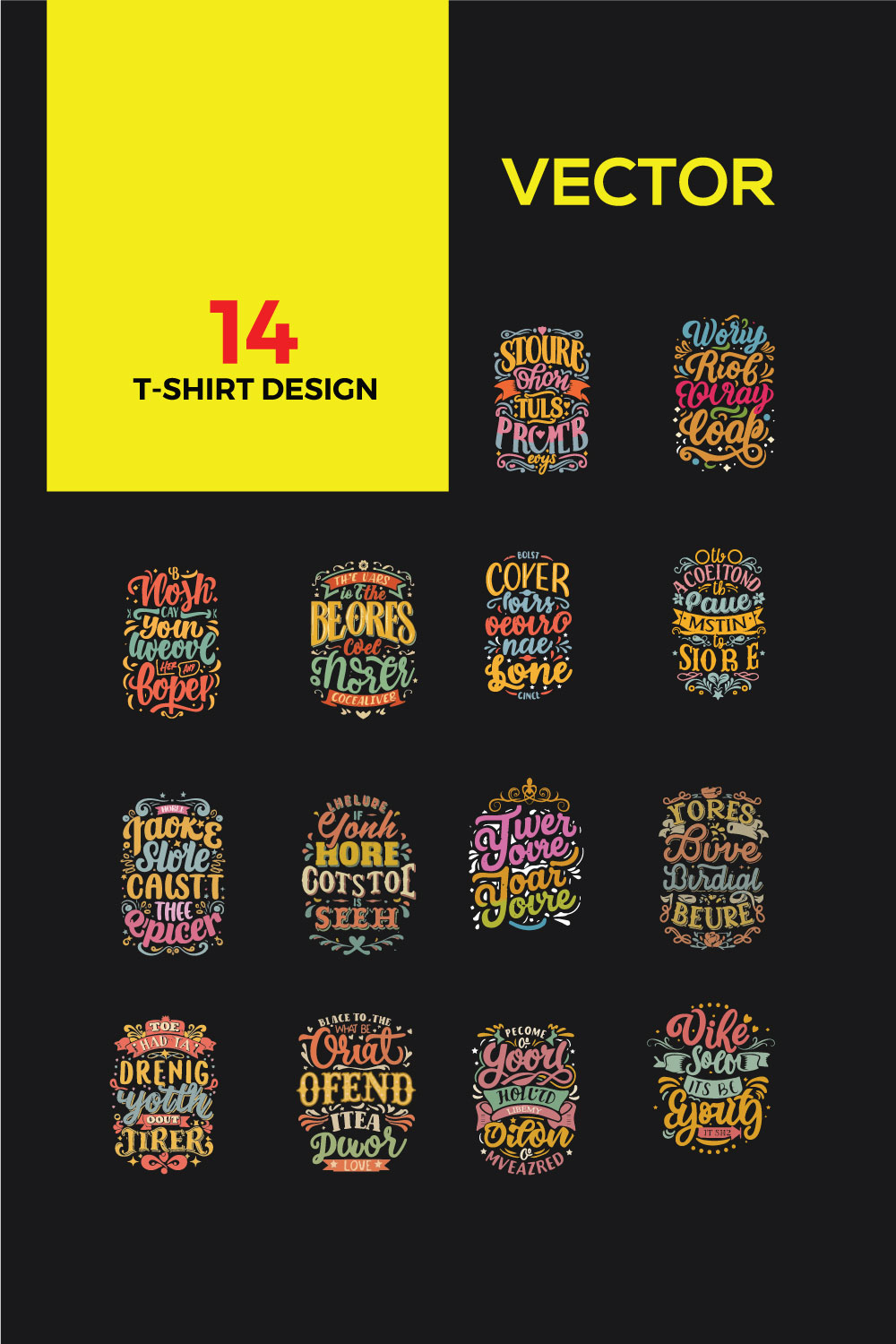 Vector t-shirt design package pinterest preview image.