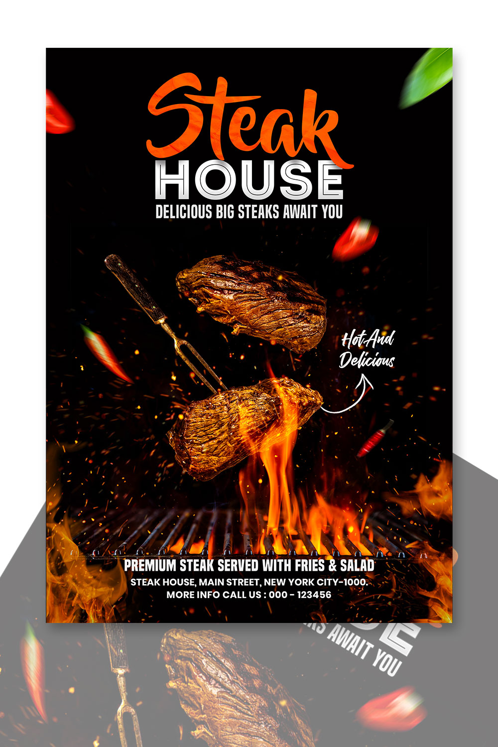 Steak house flyer design template pinterest preview image.