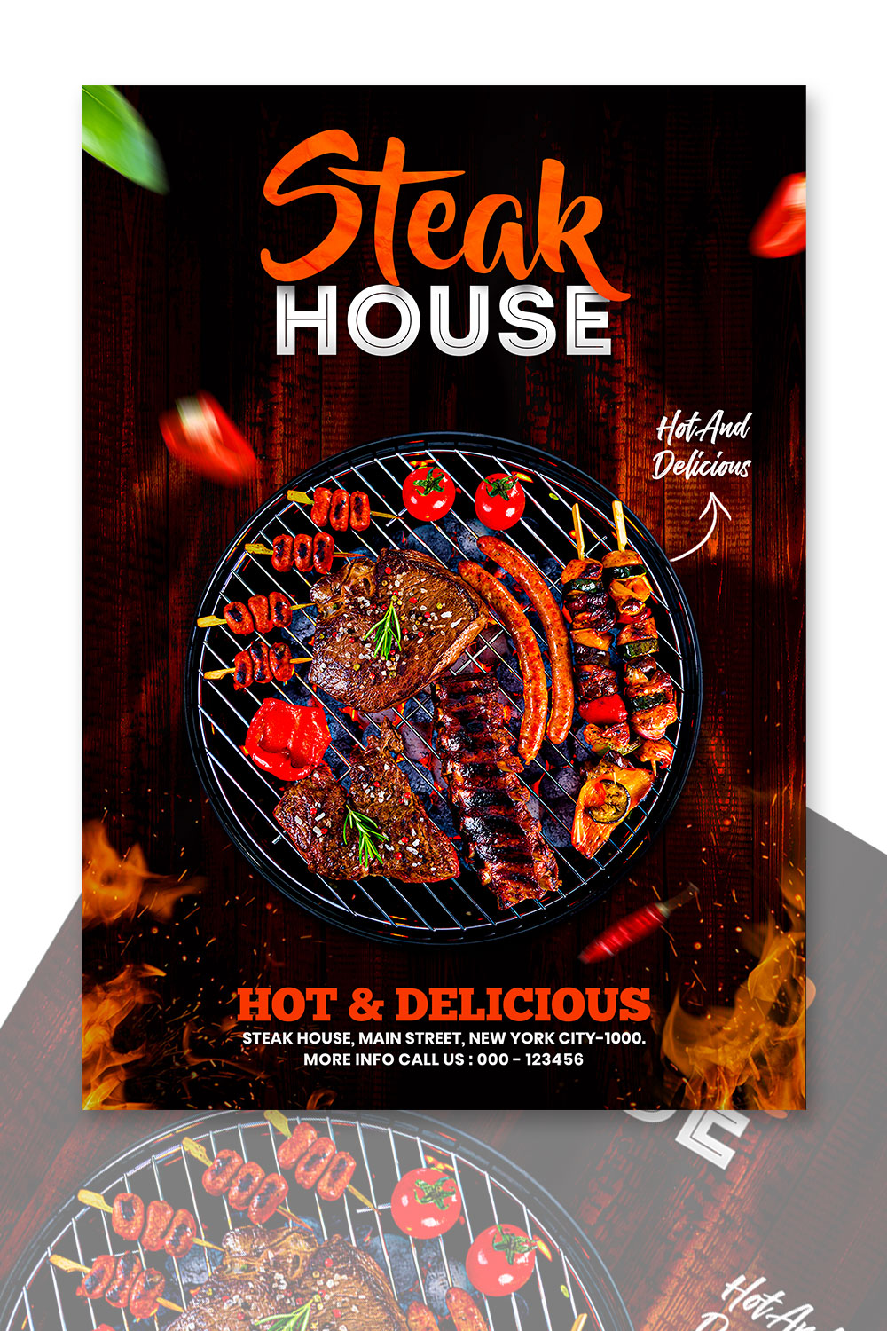 Steak house flyer design template pinterest preview image.