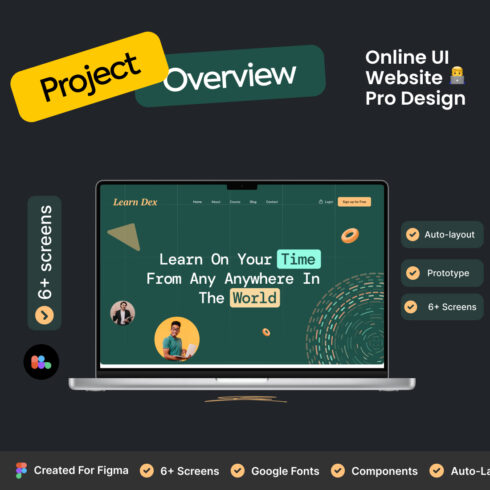 Online Course Web Template and UI Kit Design ( 8 premium web screens of Online Course Web Template and UI Kit Design ) cover image.