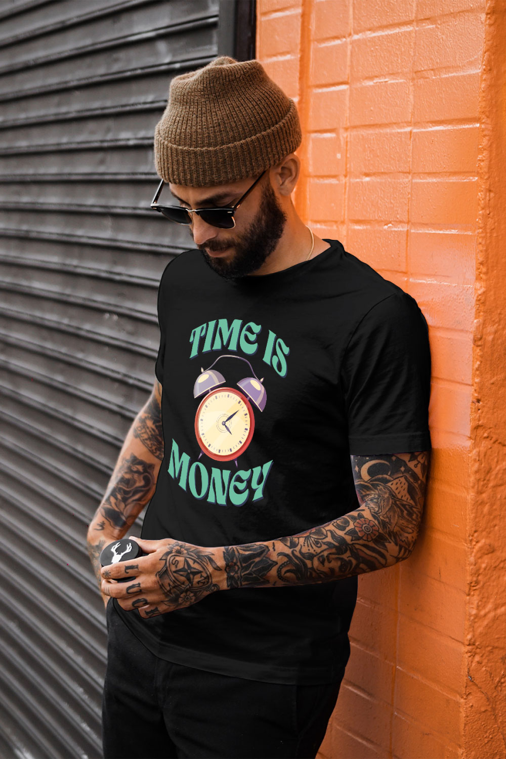 Time is Money T Shirt Design pinterest preview image.