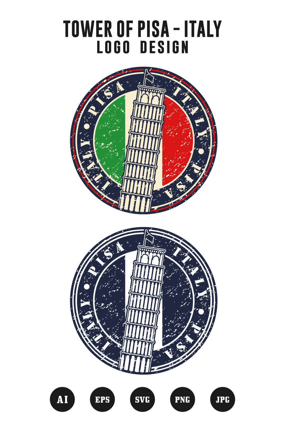 Tower of pisa italy logo design collection - $4 pinterest preview image.