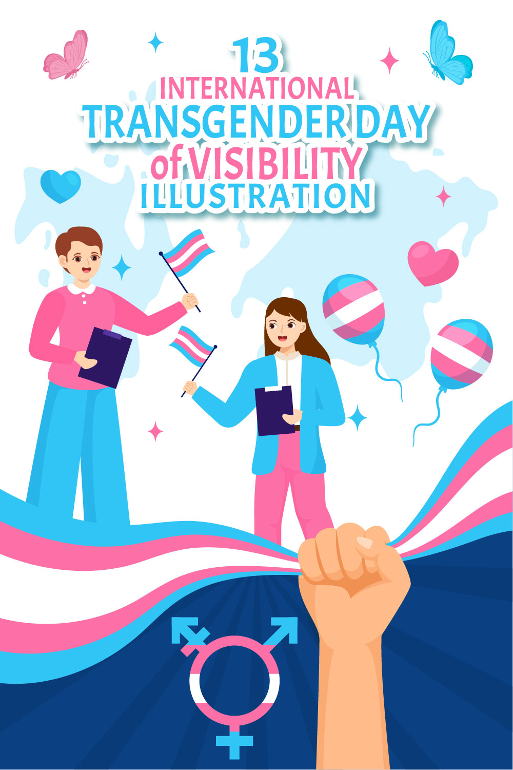 13 International Transgender Day of Visibility Illustration pinterest preview image.