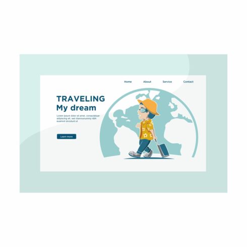 Dream adventure landing page template Travel the world Journey Tourist Travel vector advertising banner Summer vacation, travel hobby cover image.