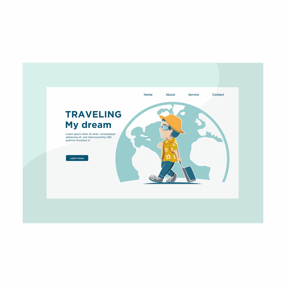 Dream adventure landing page template Travel the world Journey Tourist Travel vector advertising banner Summer vacation, travel hobby preview image.