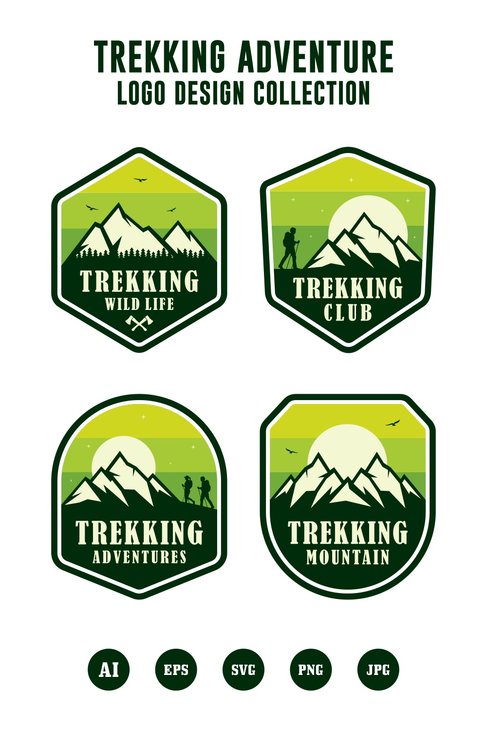 Set Trekking adventure wild life logo collection - $4 pinterest preview image.