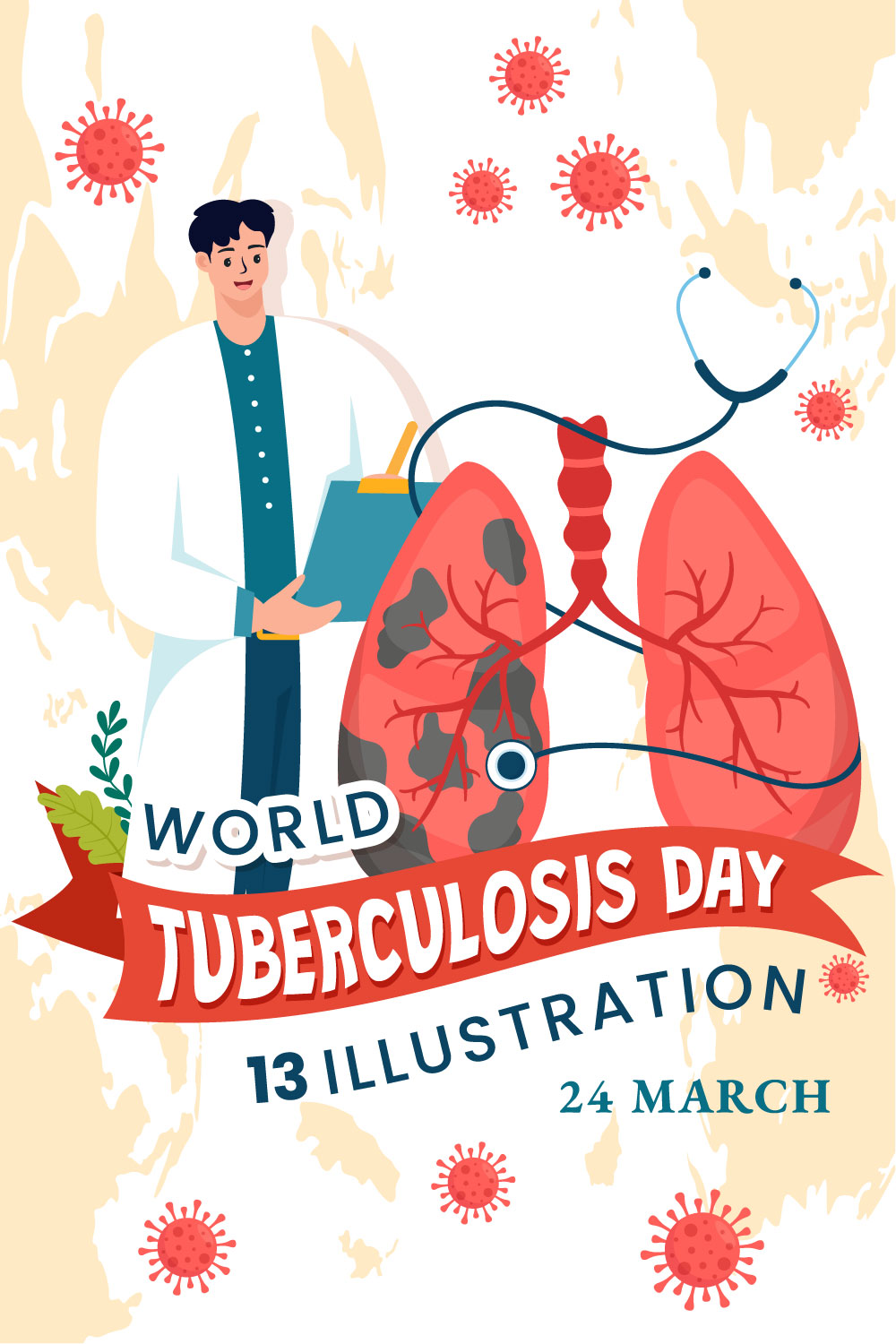 13 World Tuberculosis Day Illustration pinterest preview image.